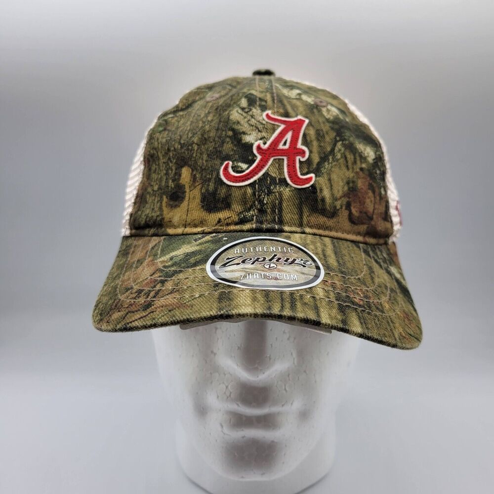 Alabama Crimson Tide Mens Womens Trucker Hat Zephyr Mesh Back Camo Snapback SEC